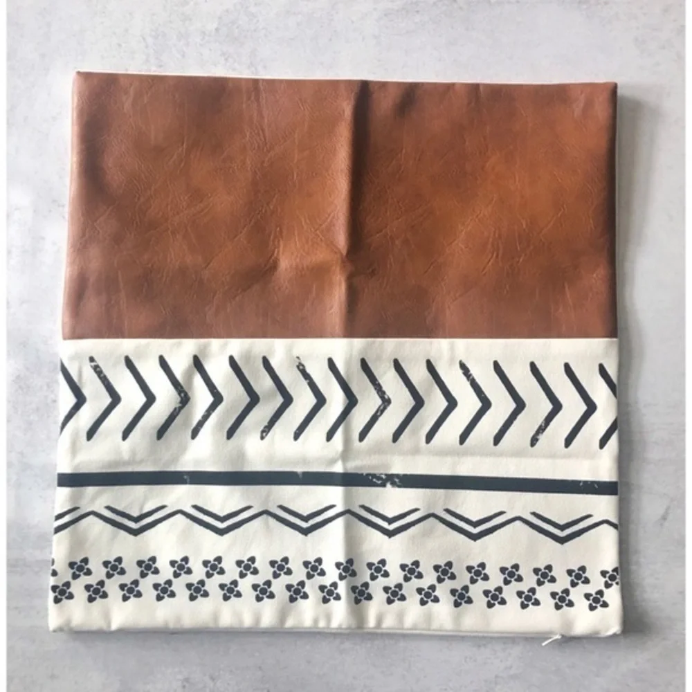 2 Decorative Faux Leather Pillowcases | 17.7x17.7”